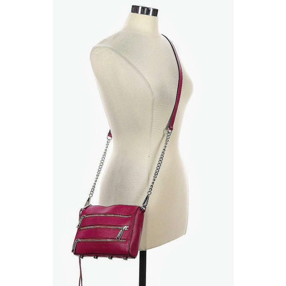 Rebecca Minkoff Mini Port Raspberry Pebble Leather Crossbody Handbag