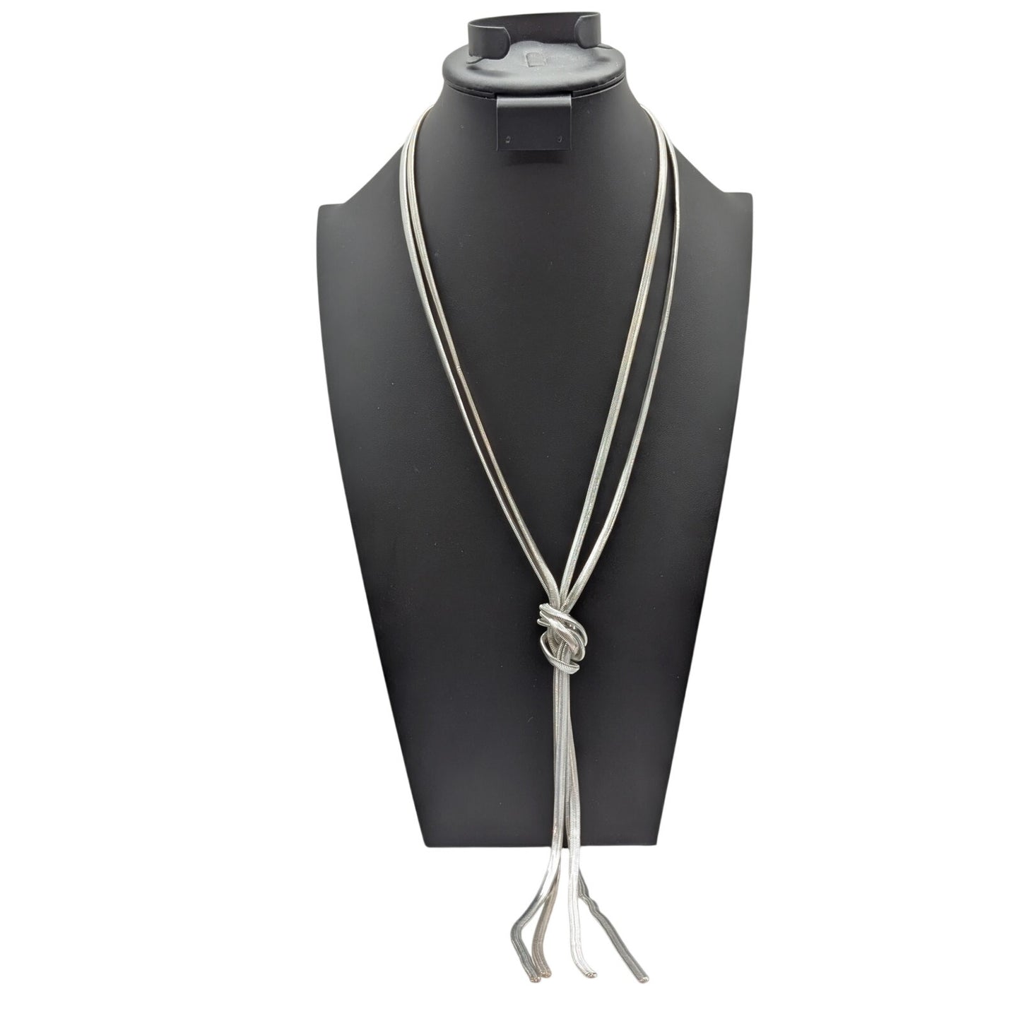 Charming Charlie Long Double Strand Knotted Snake Chain Tassel Necklace