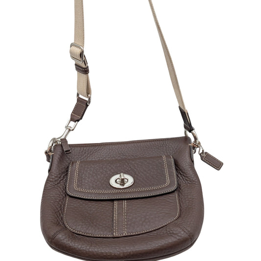 Coach Hamilton Brown Pebbled Leather Swingpack Crossbody Shoulder Bag