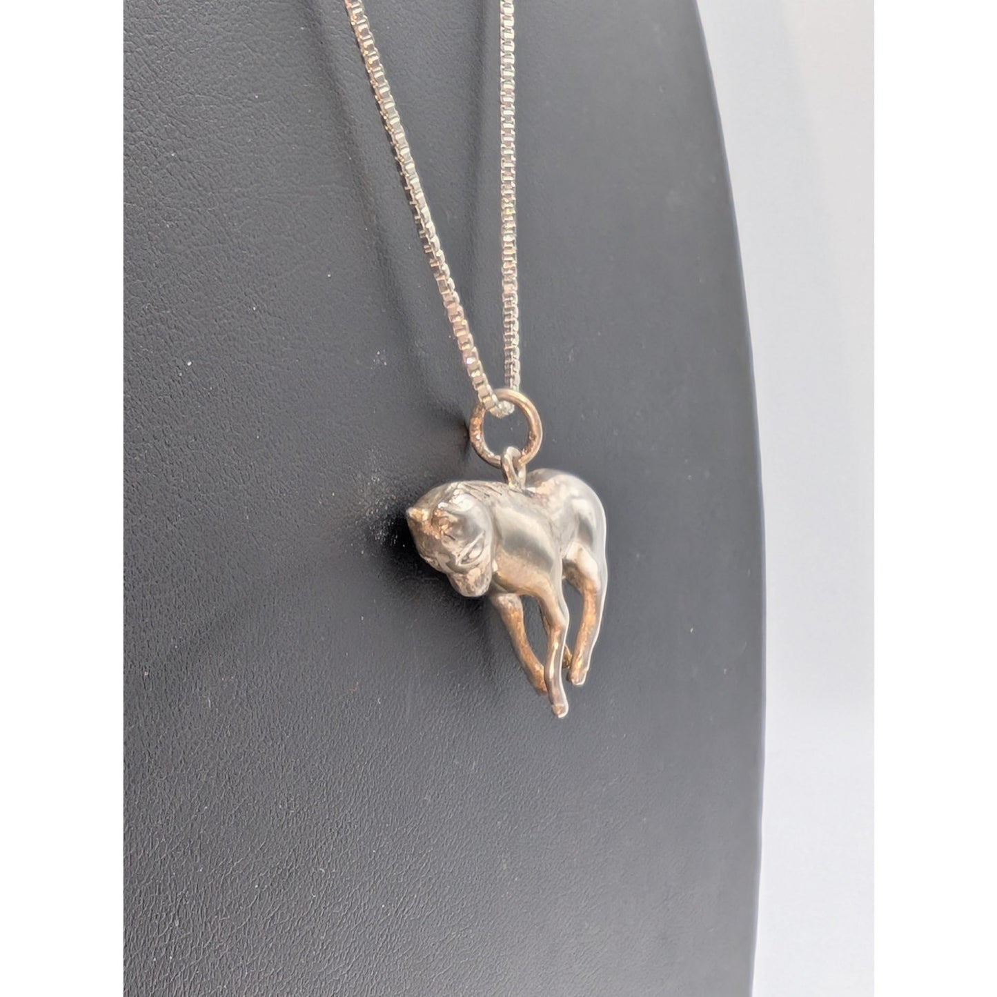 Vintage 925 Sterling Solid Horse Pendant 24" Box Chain Necklace