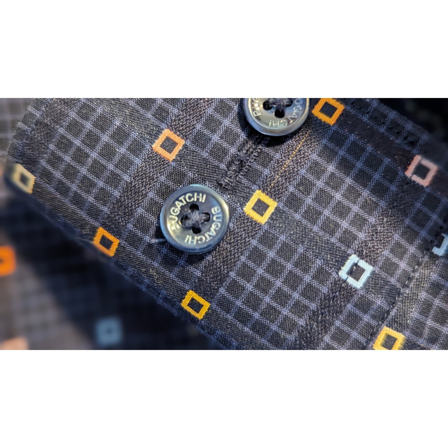 Bugatchi Uomo Men's Blue Check Long Sleeve Button Down Shirt Size L