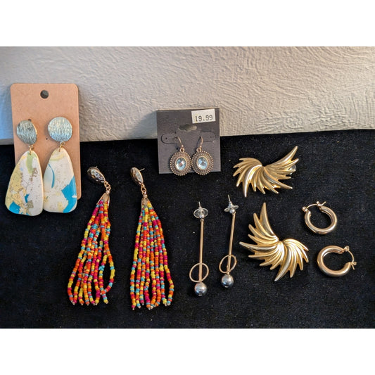 Lot of Six Pair Gold Tone Mixed Lot Pierced Earrings