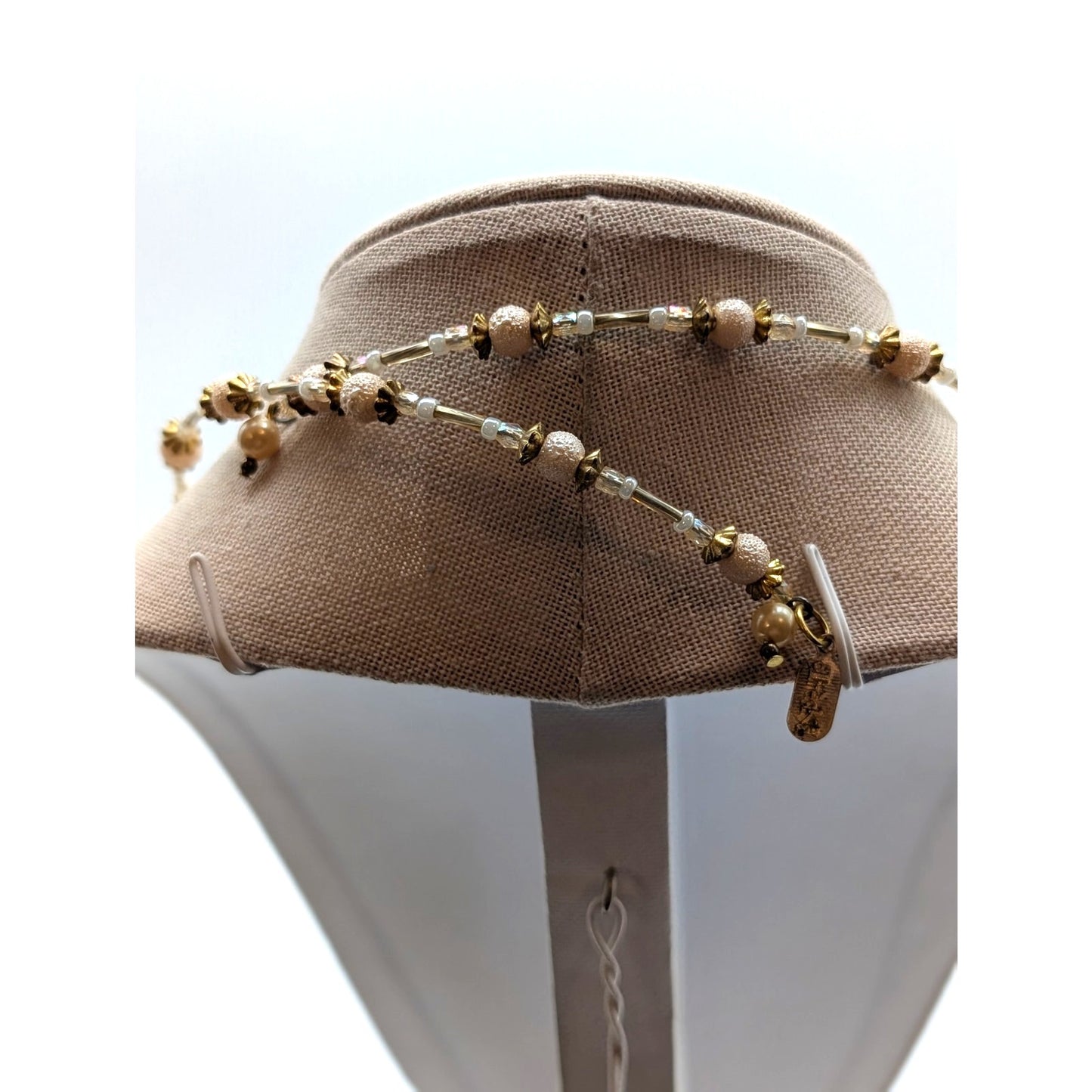 Treska Pearl Dangle Gold Tone Bead Wire Wrap Choker Necklace NWT