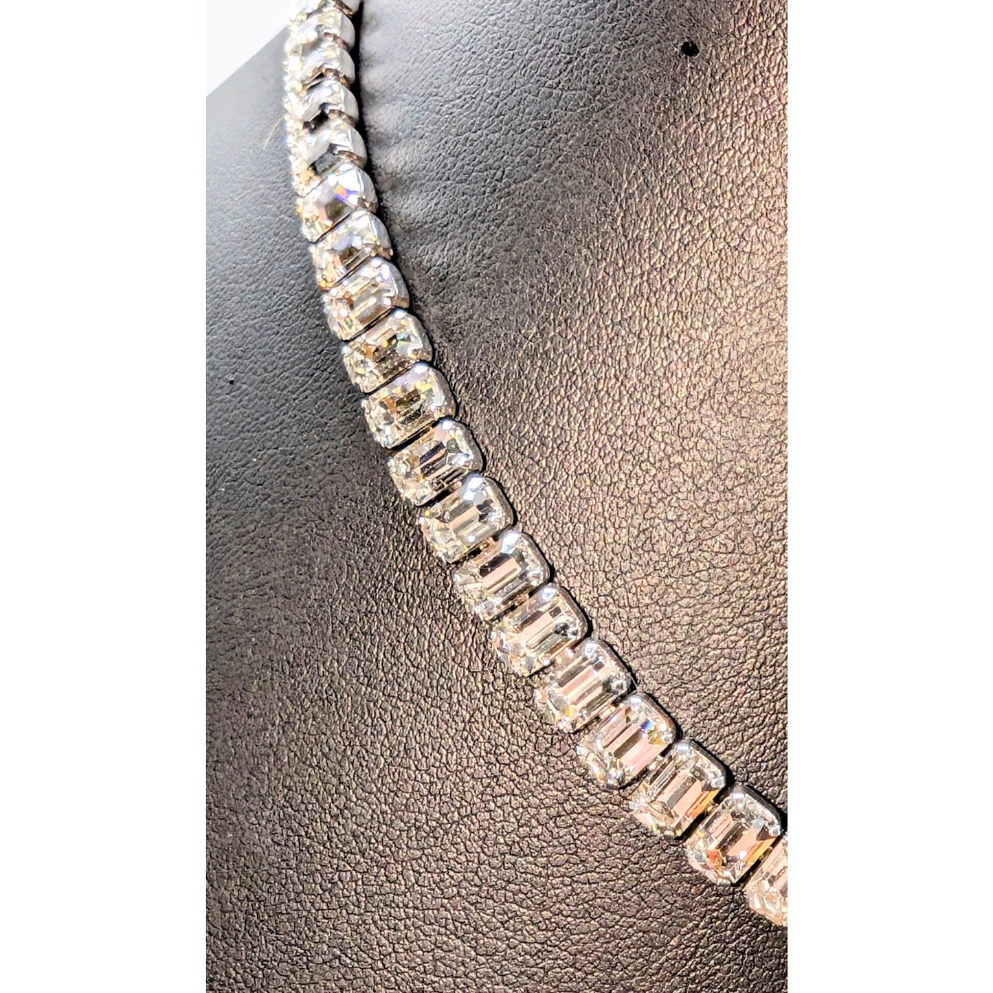 Vintage Weiss Signed Brilliant Cut Clear Baguette Rhinestone 16.5" Necklace