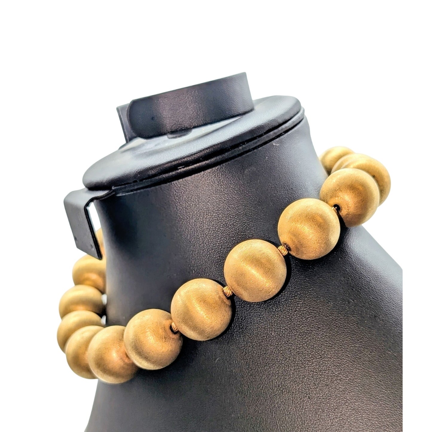 VENDOME Signed Vintage 1960s Chunky Satin Finished Gold Tone Beaded Necklace
