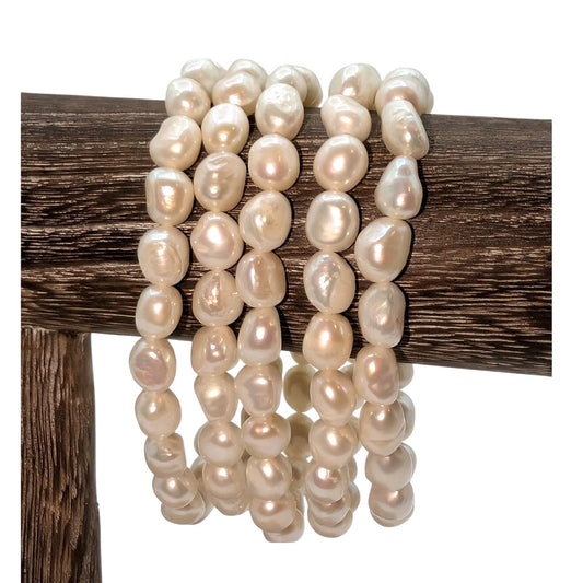 Five Genuine Freshwater Pearl Stretch Bracelets