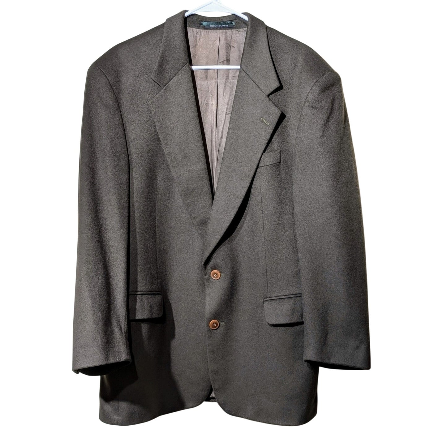 Vtg Lanzetti Army Green Cashmere & Wool Blend Lined Men's Sports Coat Size 42R