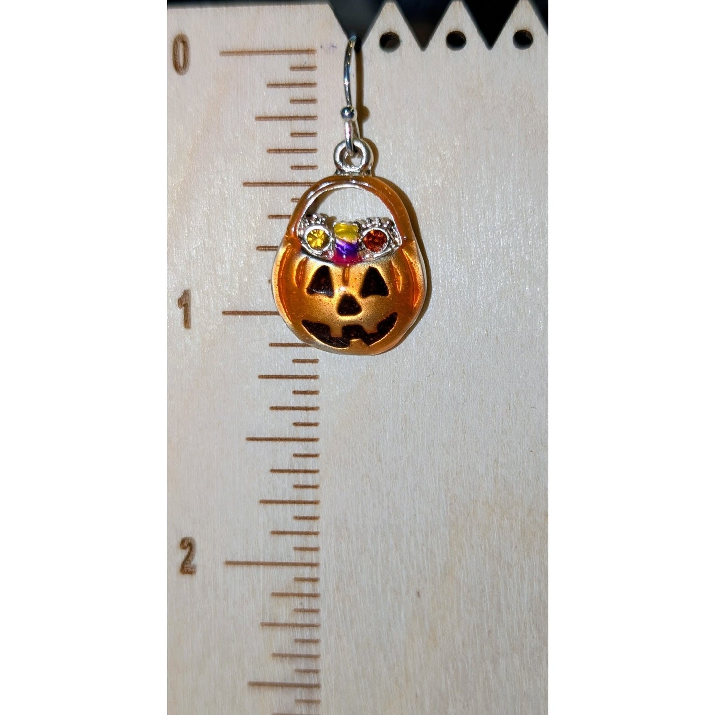 Trick or Treat Jack-O-Lantern Filled W/ Goodies Dangle Earrings