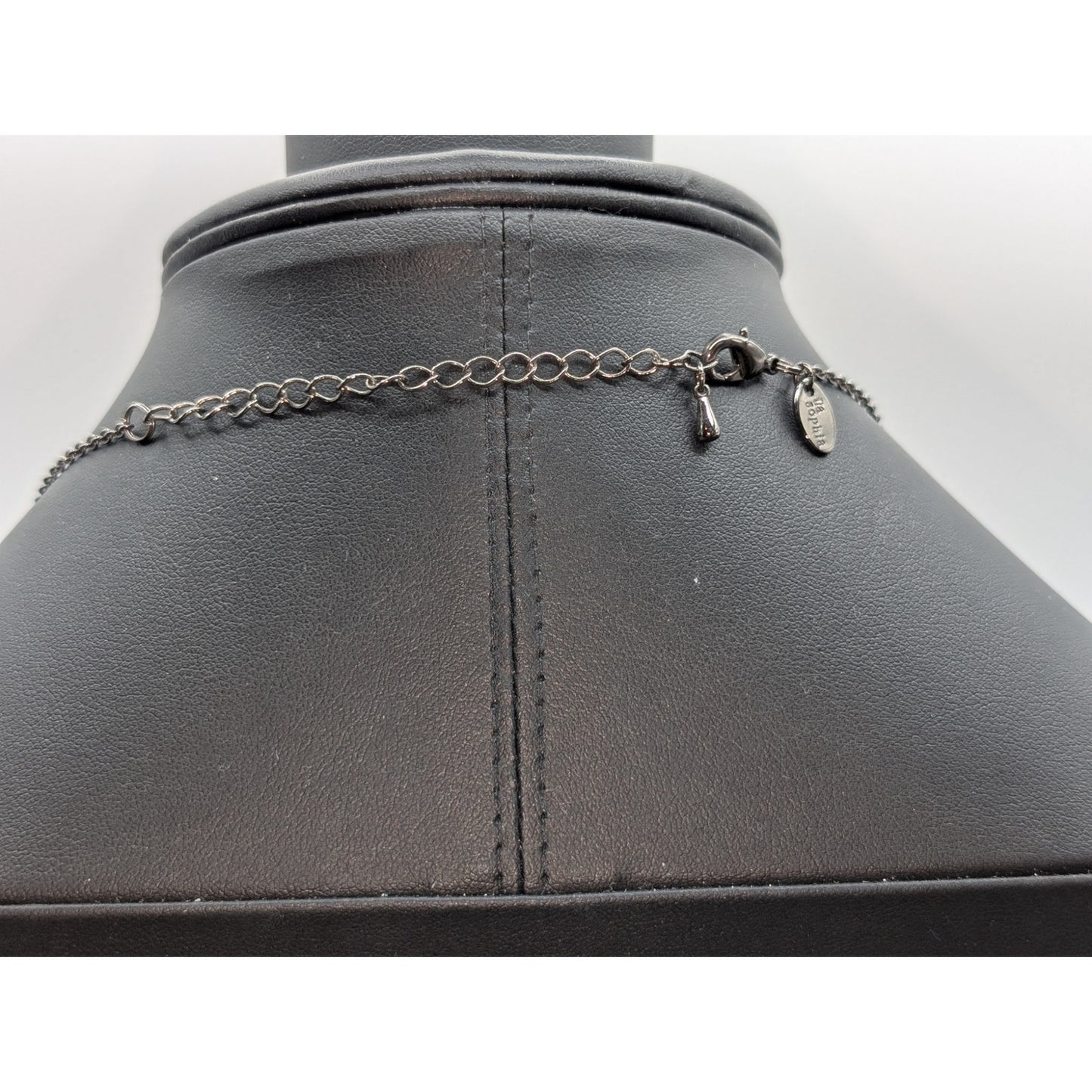 Lia Sophia Gun Metal Metallic Bead Rhinestone Tassel 27"-30" Chain Necklace