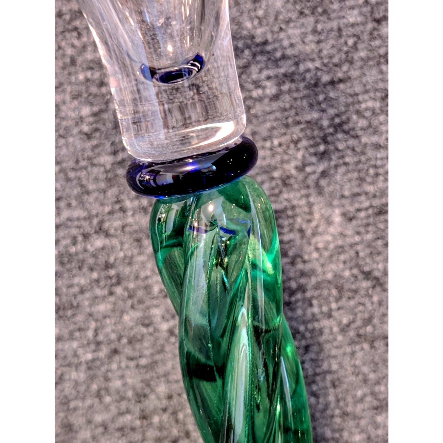 Pair of Green & Blue Twisted Glass Tulip Top Candle Holders