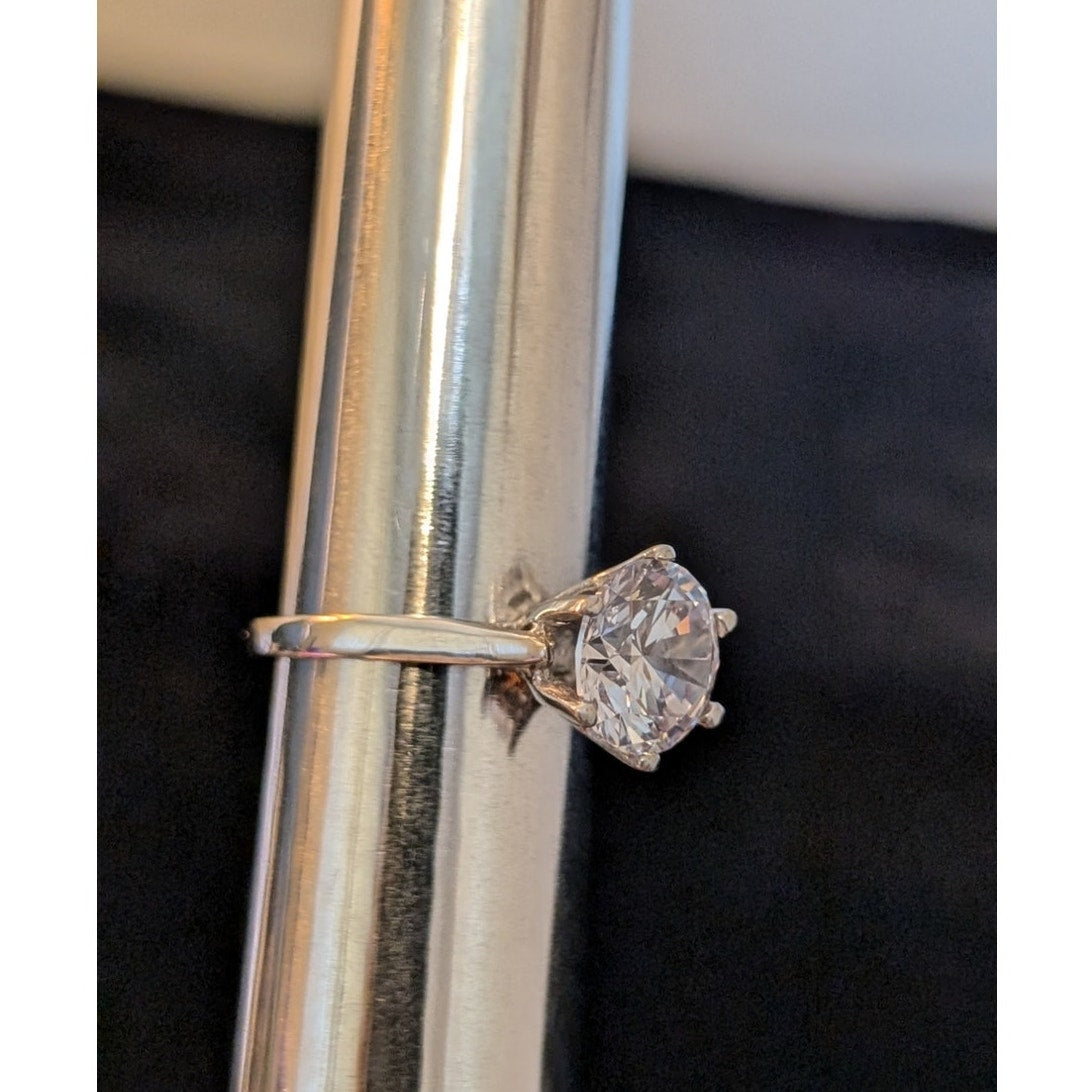 Six Prong Large CZ Solitaire 925 Sterling Silver Engagement Ring Size 4.75