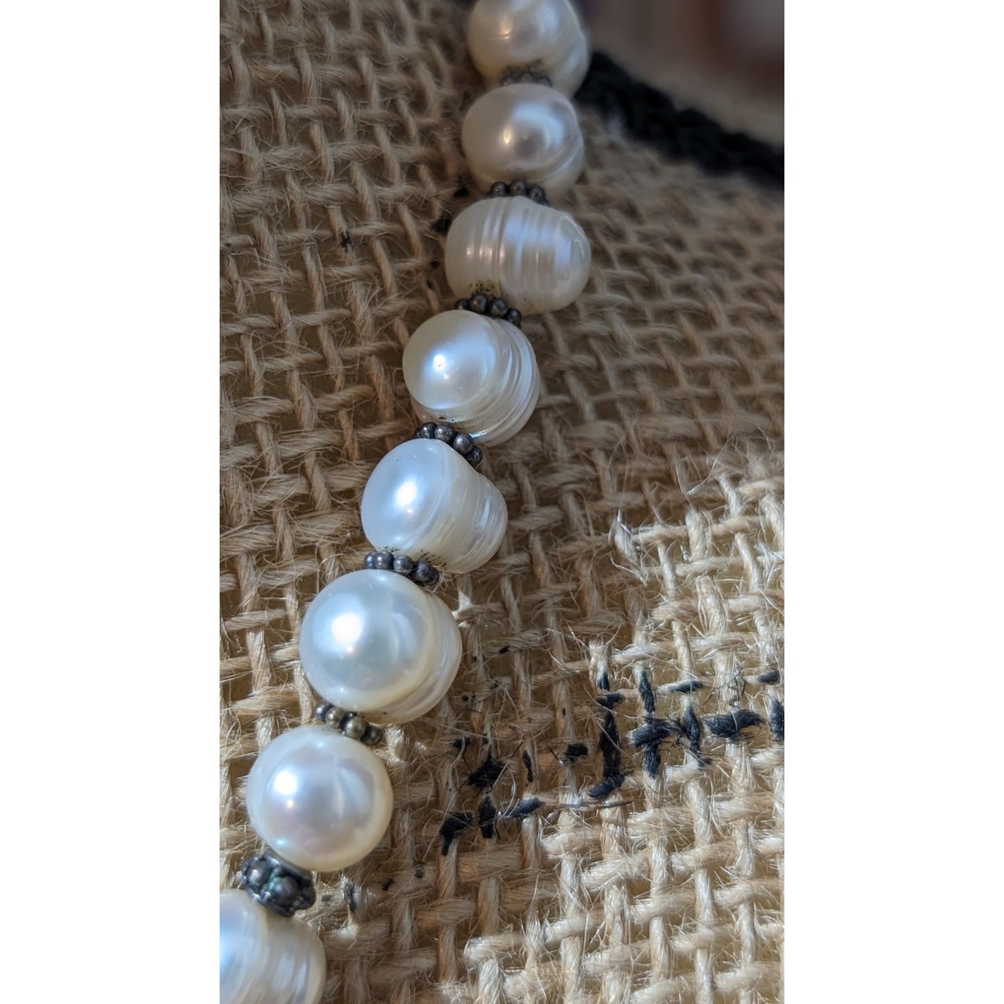 Vintage Freshwater Pearl 925 Sterling Silver Bali Bead Byzantine Hook Clasp