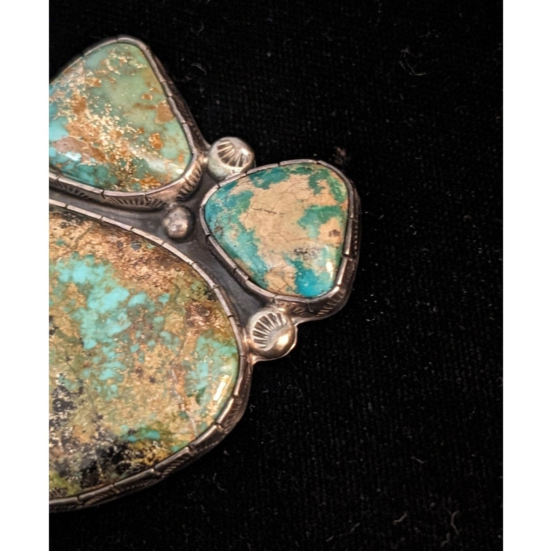 Sterling Silver Lee Bennett 4 Stone Turquoise Navajo Native American Pendant 38g