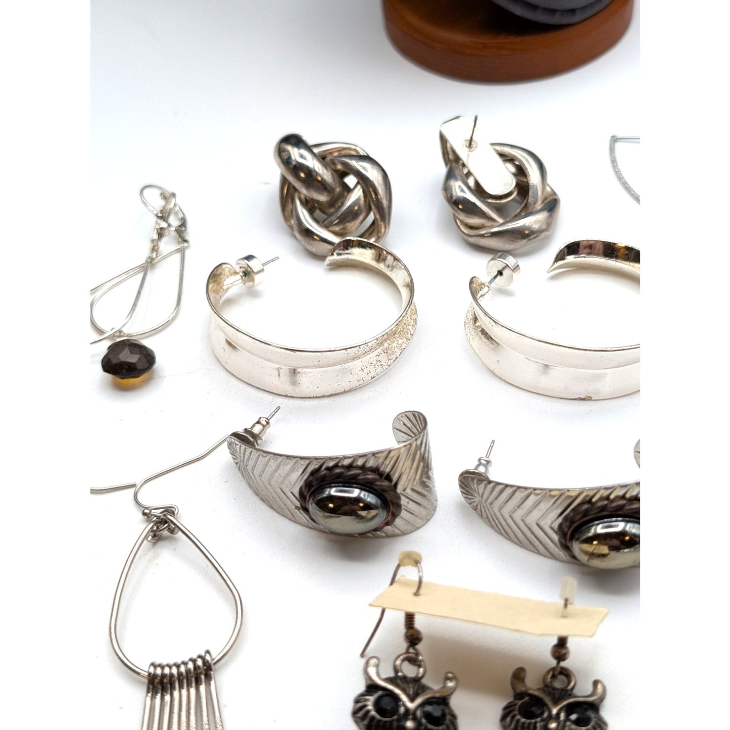 Lot of Ten Pair Silver Tone Pierced Earrings