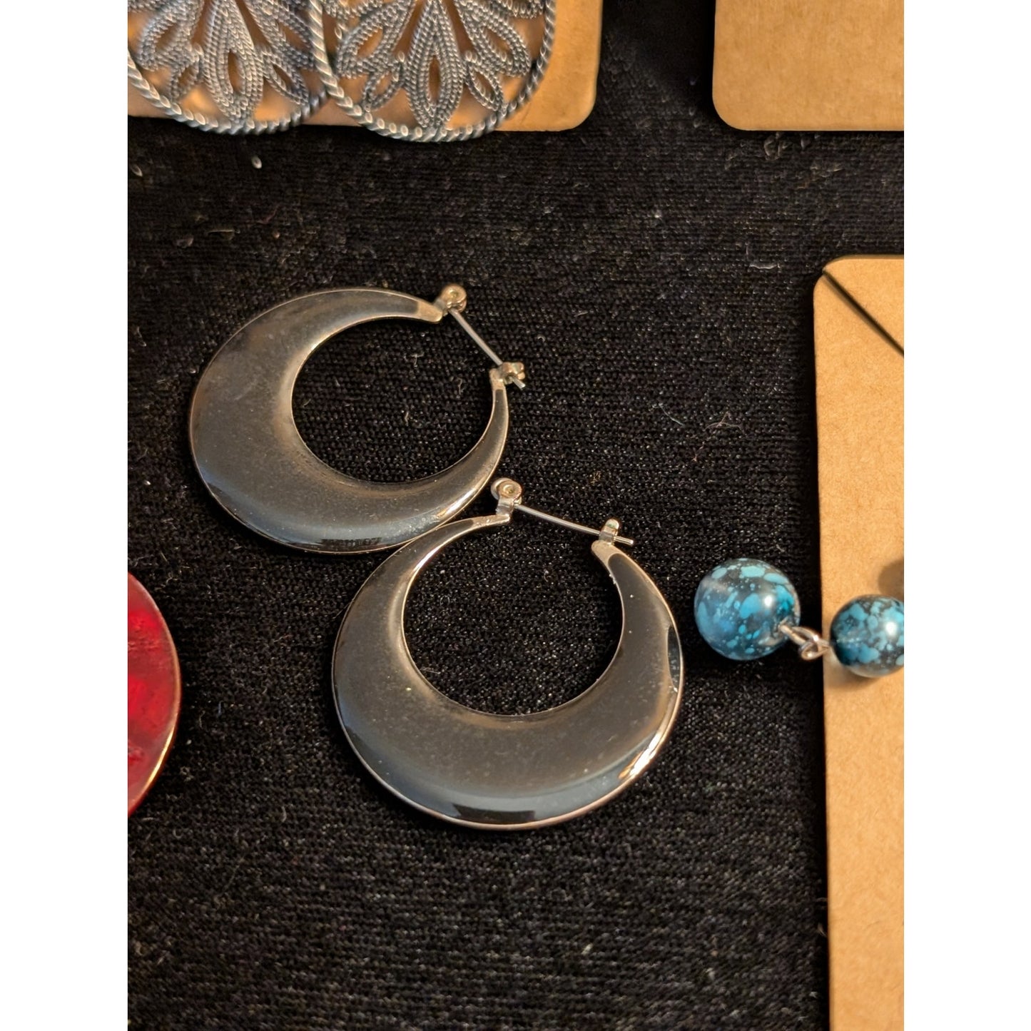 Lot of Eight Pair Silver Tone Dangle/Hoop Earrings