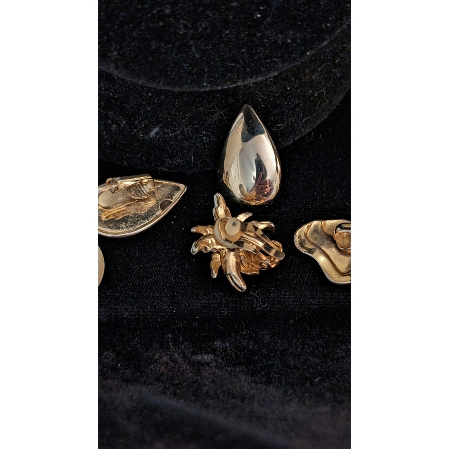 Four Pair Vintage Gold Tone Clip On Earrings