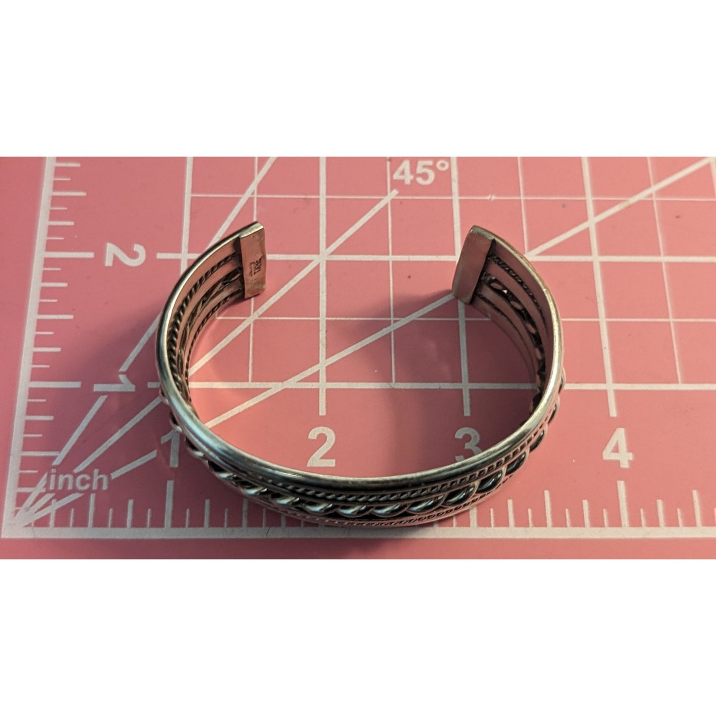 Tahe Navajo Native American Signed Braided 60g Sterling Cuff Bracelet