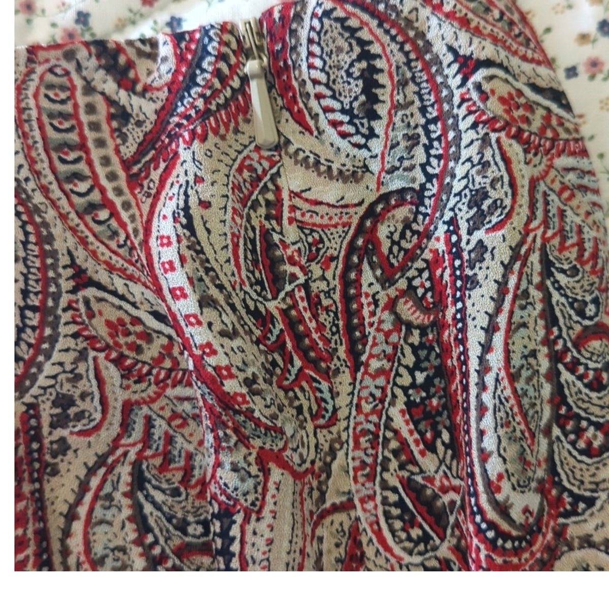 Talbot's Pure Silk Women's Size 10 Fully Lined Brown/Red Paisley Print Skirt
