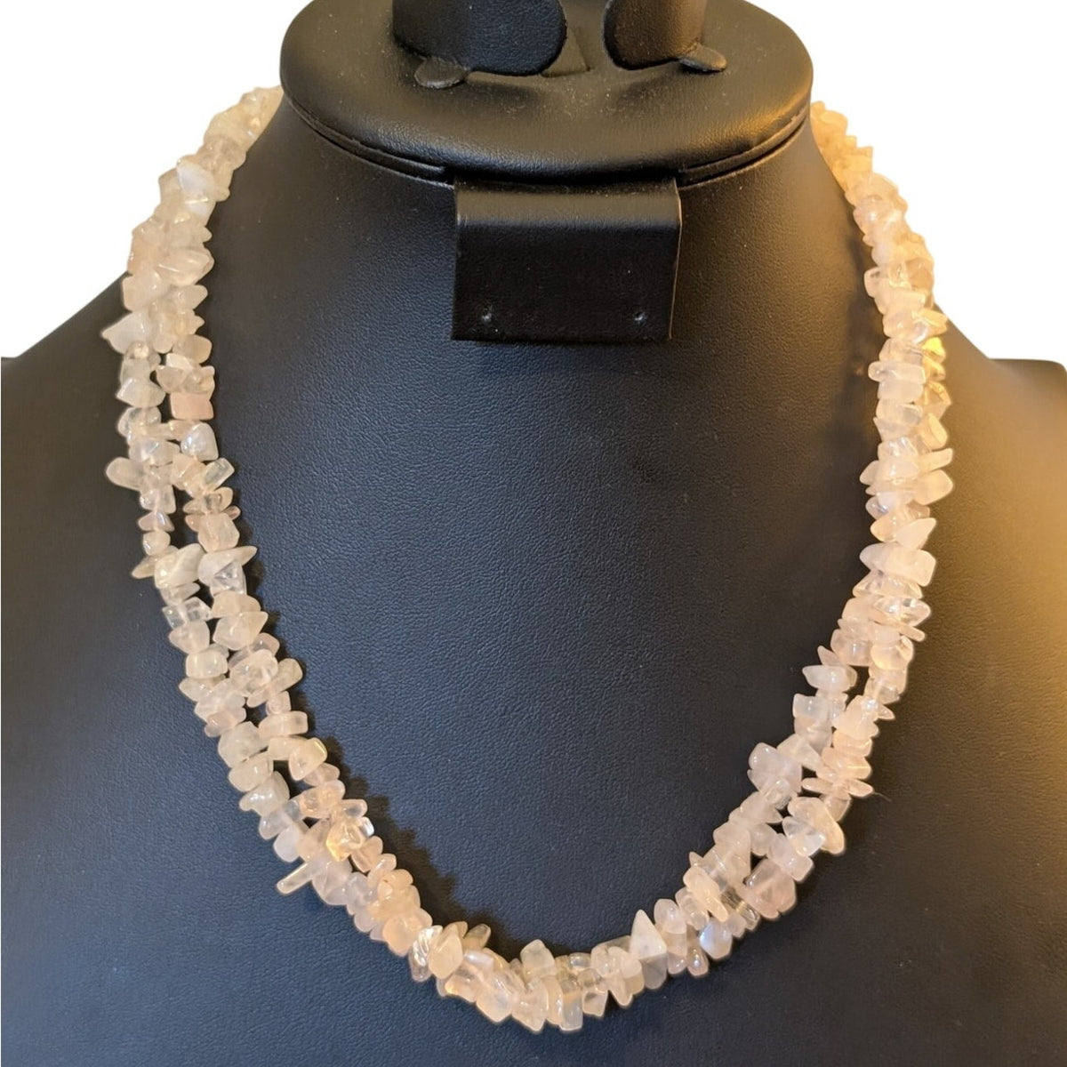Vintage Rose Quartz Chip Bead Gemstone 38" Necklace Strand