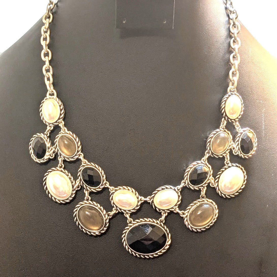 Lot of Three Layered Coordinating Pearl Crystal Bead Chain Necklaces