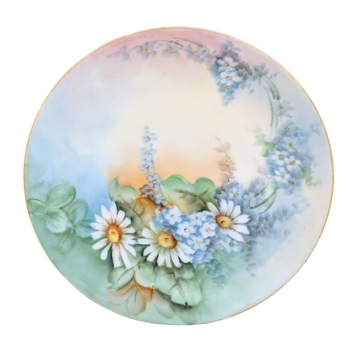Vtg Thomas Sevres Bavaria Porcelain Hand-Painted Forget Me Not Floral 6.5" Plate