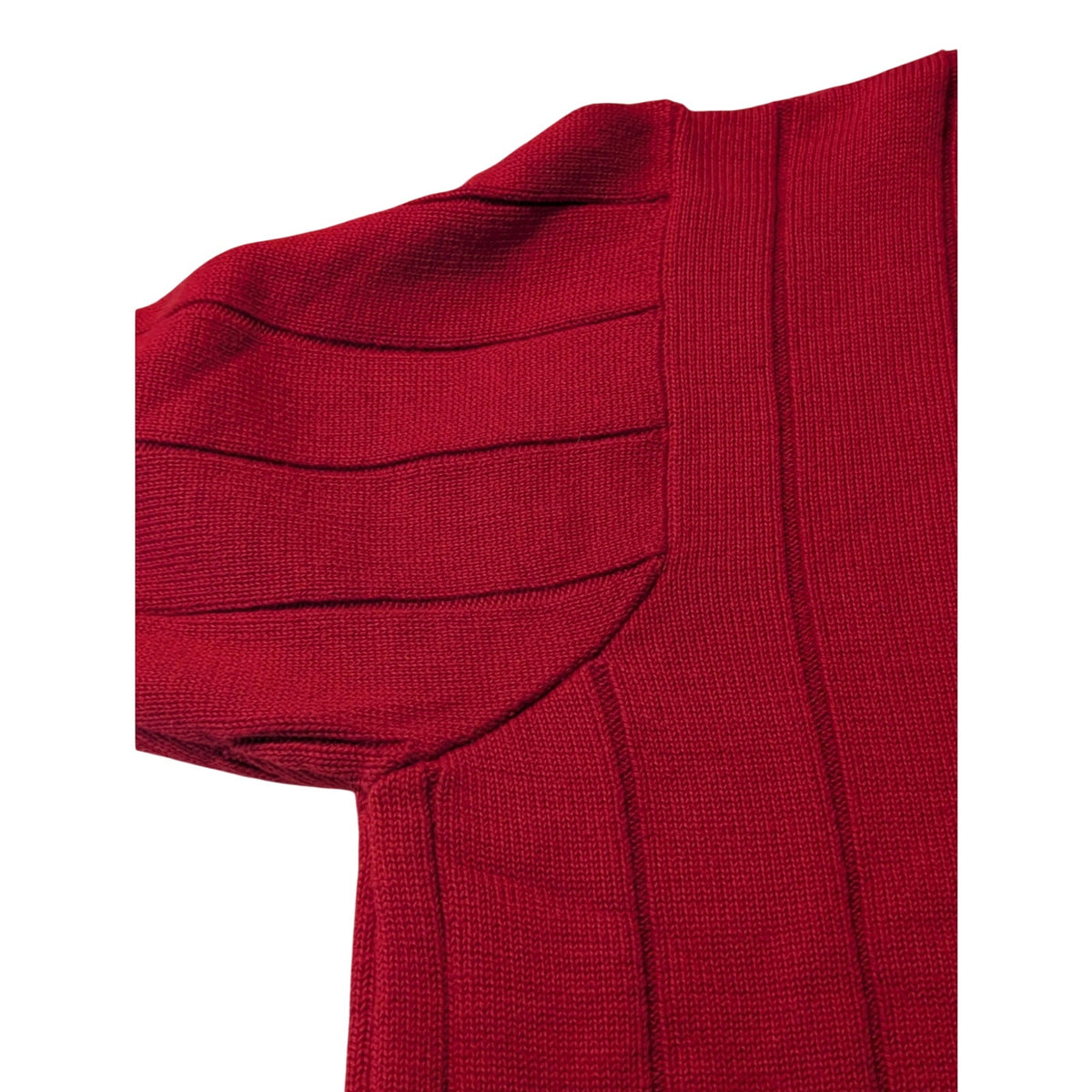 Faconnable Designed & Made in FranceRed Ribbed V Neck Pullover Sweater Sz M