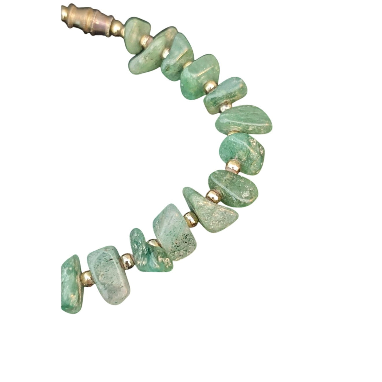Vintage Green Gemstone Chip Bracelet W/ Barrel Clasp