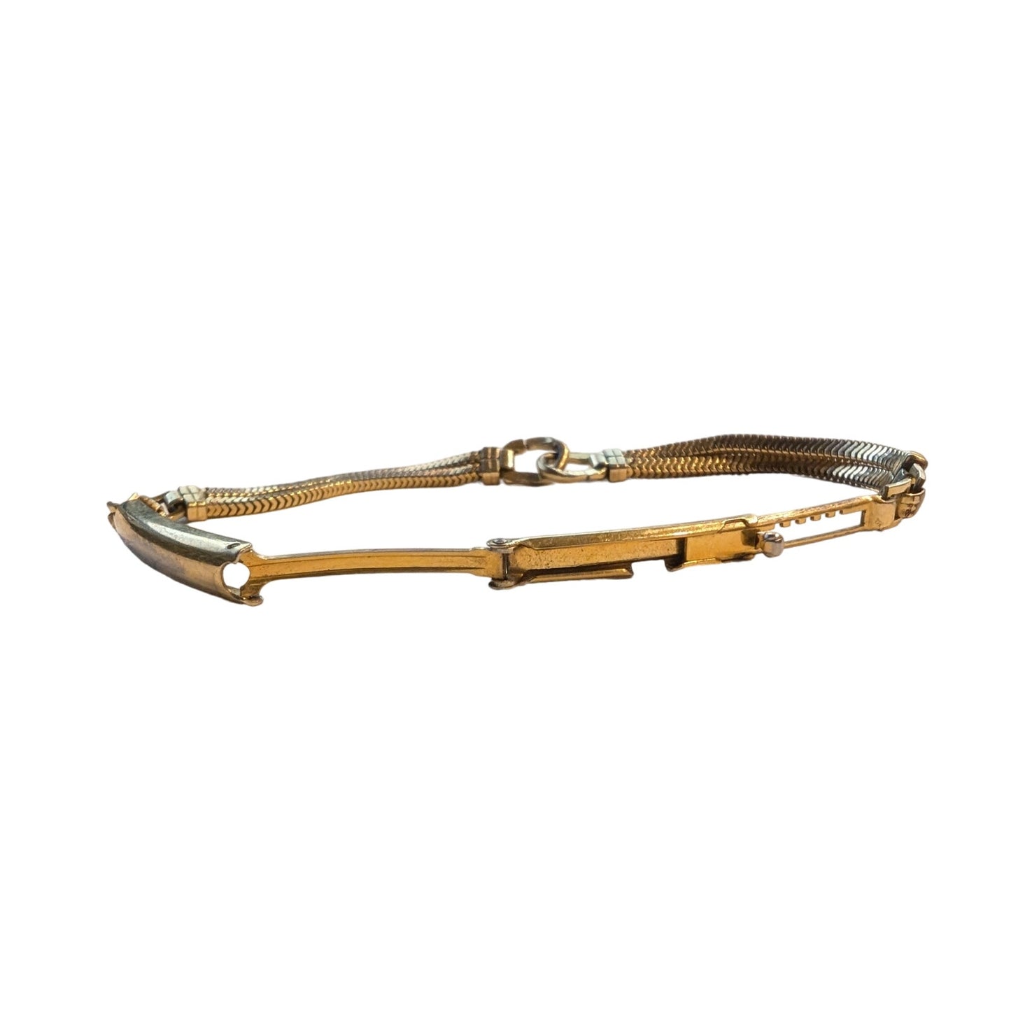Vintage 40s Forstner 12K Gold Filled ID Double Square Snake Chain Bracelet