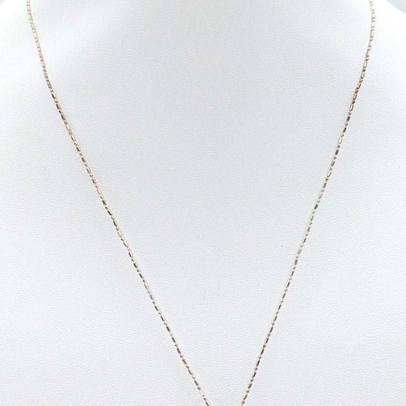 Vintage Sterling Silver Amber Pendant on 18" Sterling Bead Bar Chain Necklace