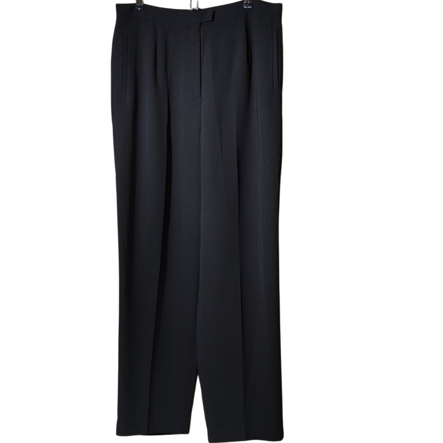 Vtg Rafaella Black Crepe All-Season Lined Front Zip Dress Trouser Womens Sz 16