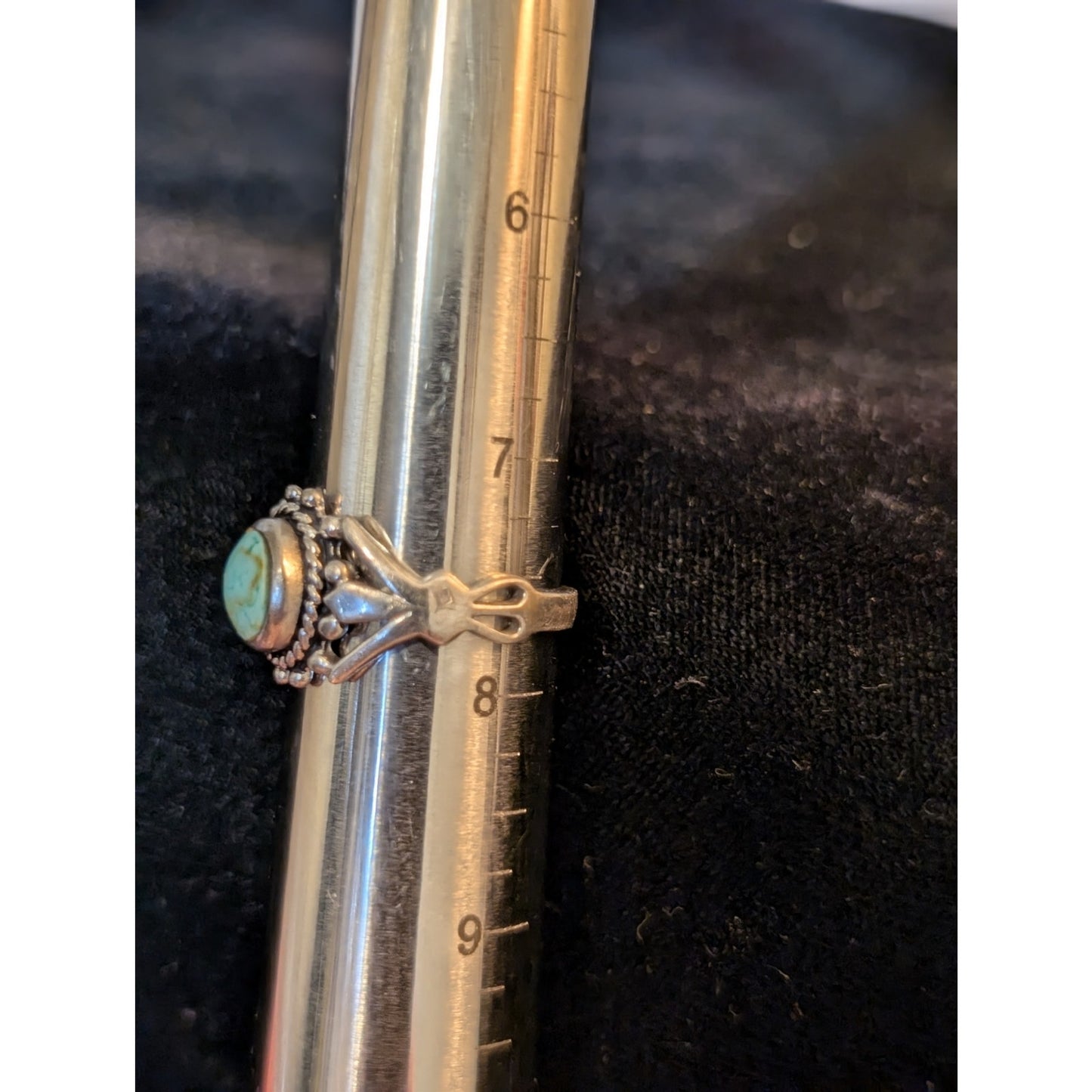 Vintage 925 Sterling Silver Thailand Turquoise Ring Size 7.5