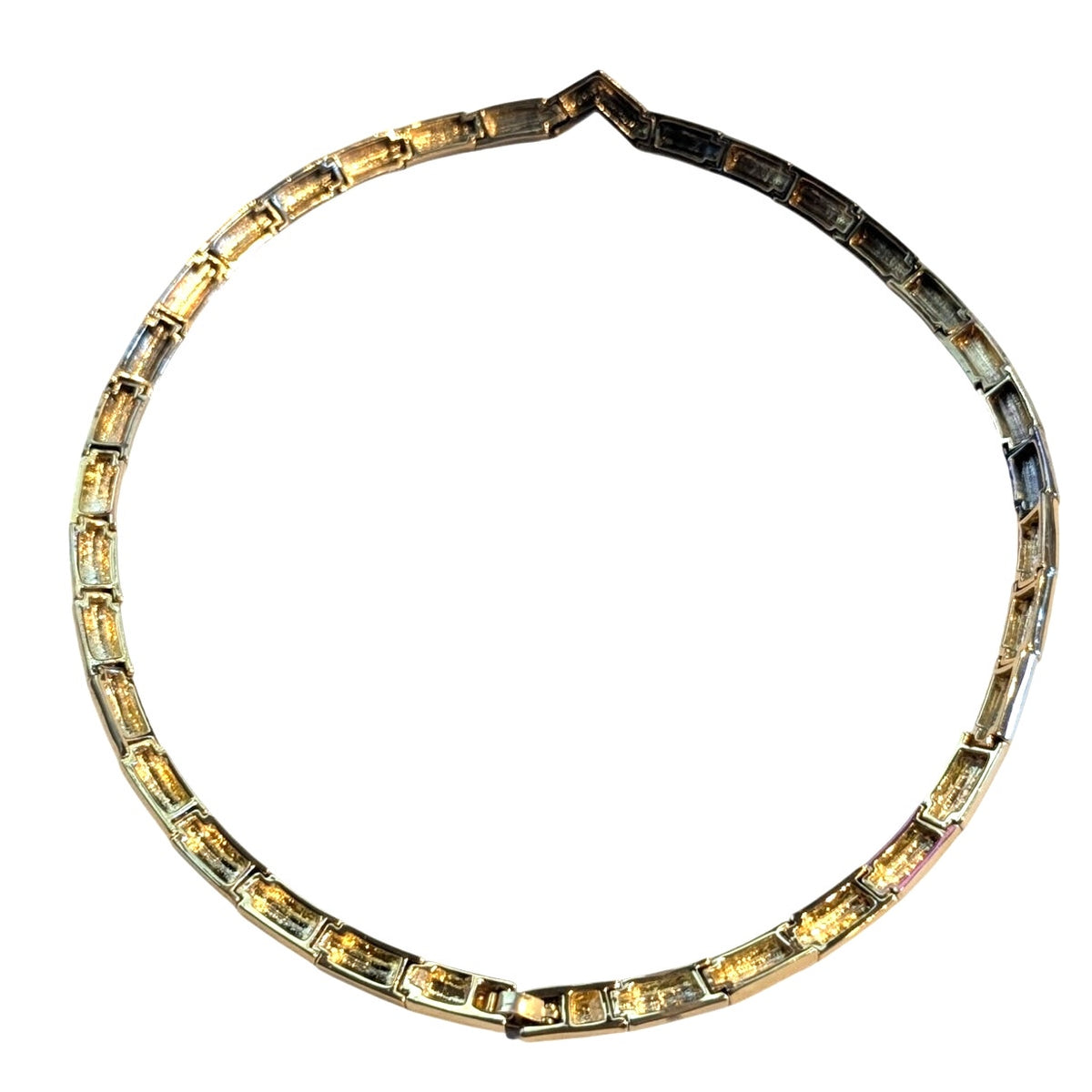 Vintage CZ 'V' Gold Tone Collar Fold Over Clasp 11" Collar Necklace