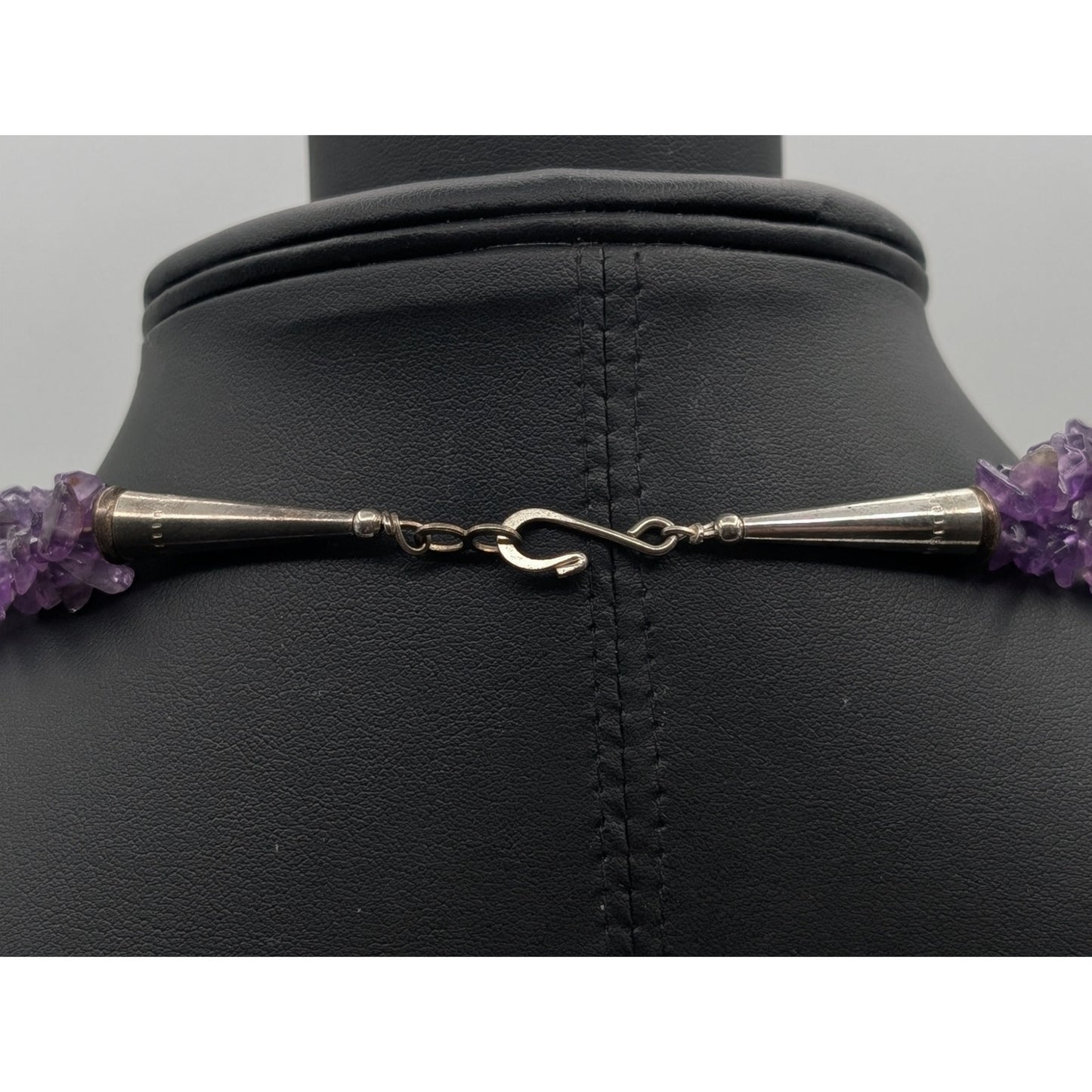 Vintage Multi-Strand Torsade Amethyst Turquoise Chip Bead Hook Clasp Necklace