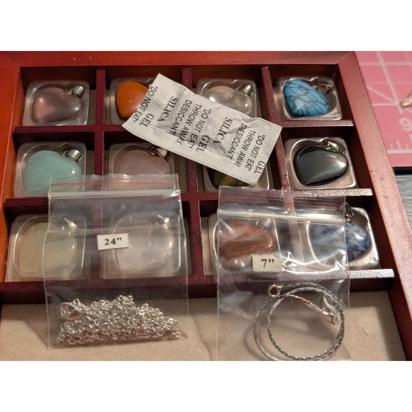 Life Destiny Collection Stone Heart Pendants & Chains in Hinged Box