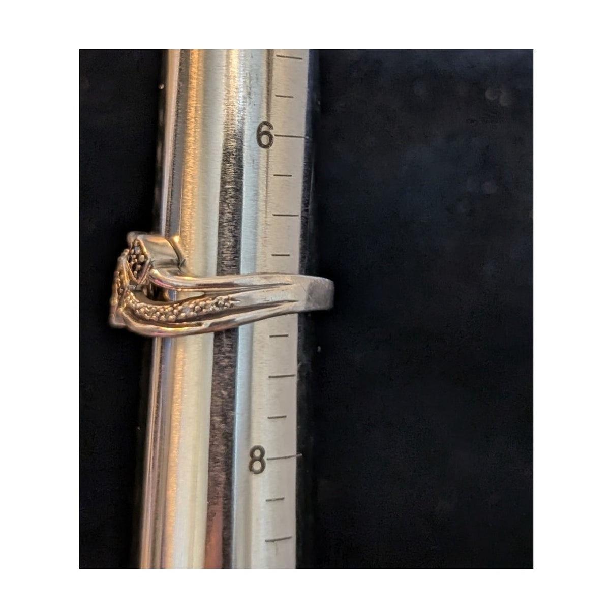 Vintage Natural Black & White Diamond Design 925 Sterling Silver Ring Size 7