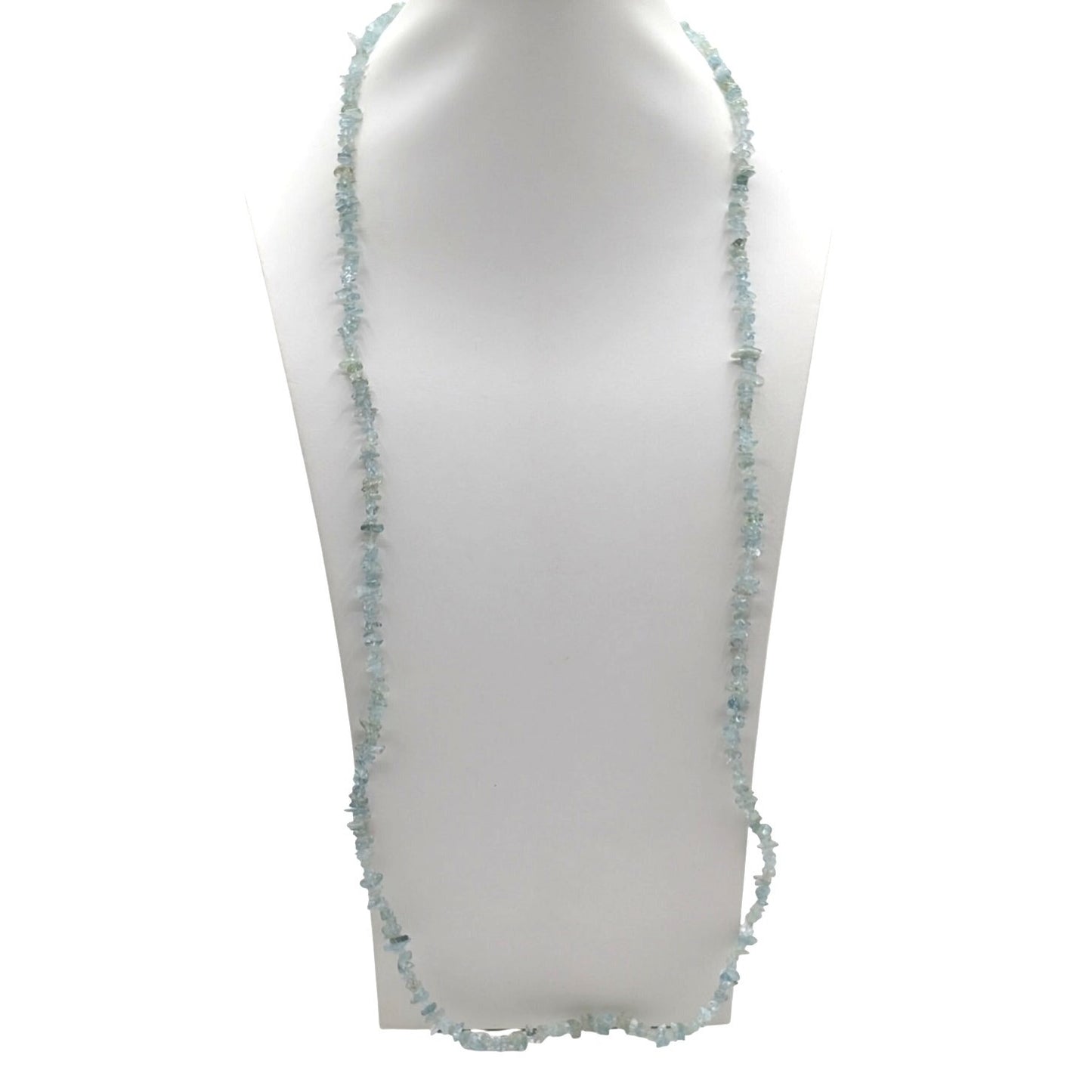 Strand of Aquamarine Stone Chip Bead 34" Necklace