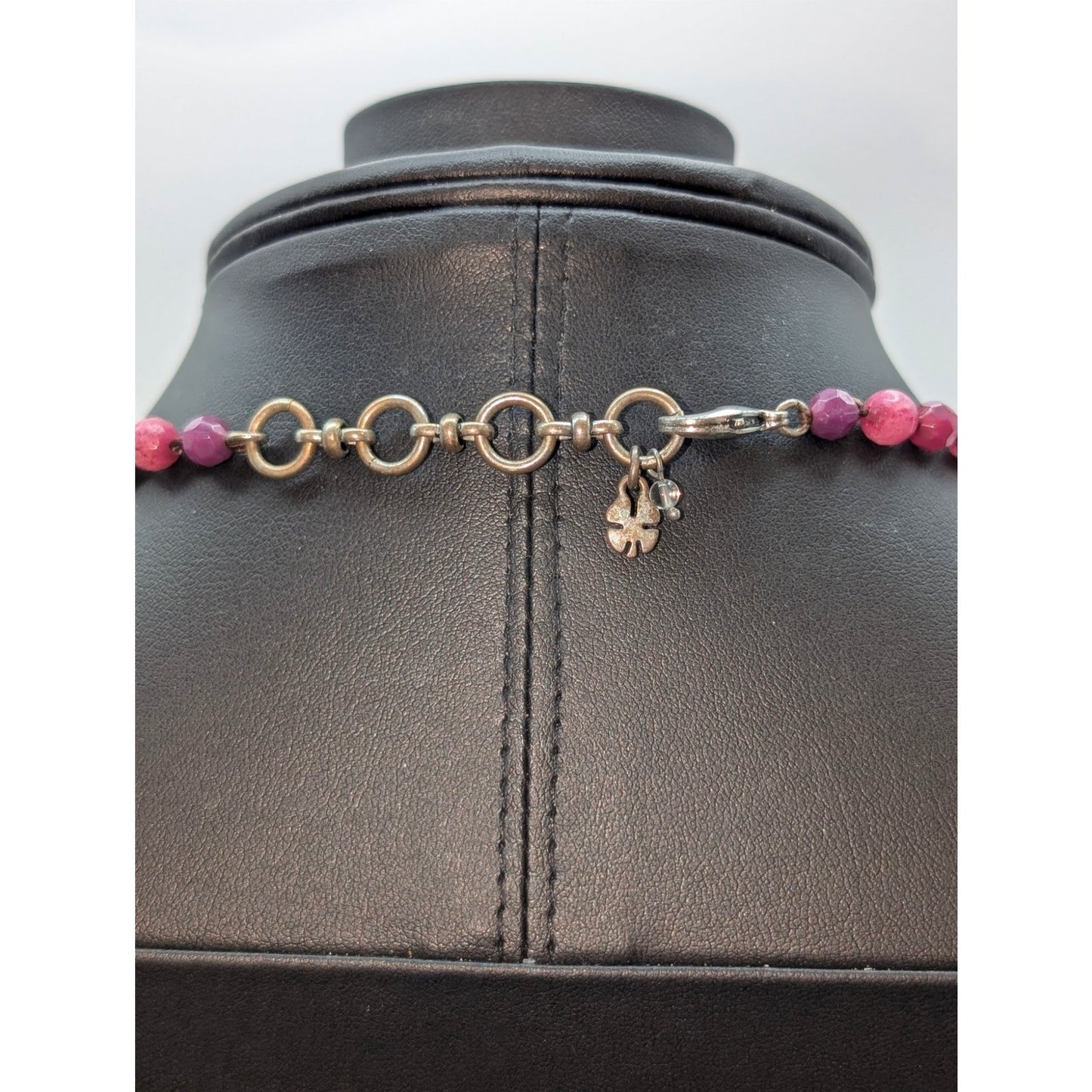 Lucky Brand Boho Wine Crystal Rhinestone Leather Tassel 34"-35.5" Necklace