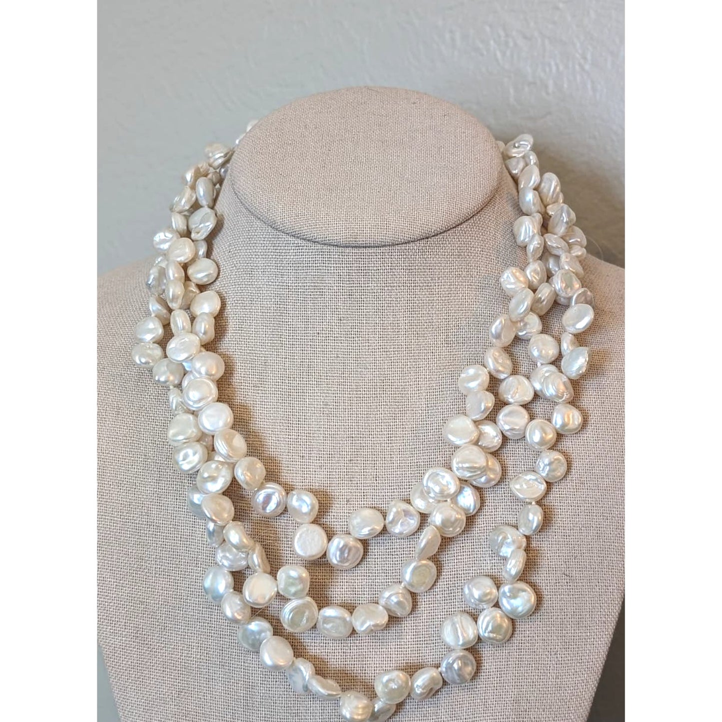 Lucas Lameth Multi-Strand Freshwater Pearl Necklace/Sterling Silver Clasp 18"
