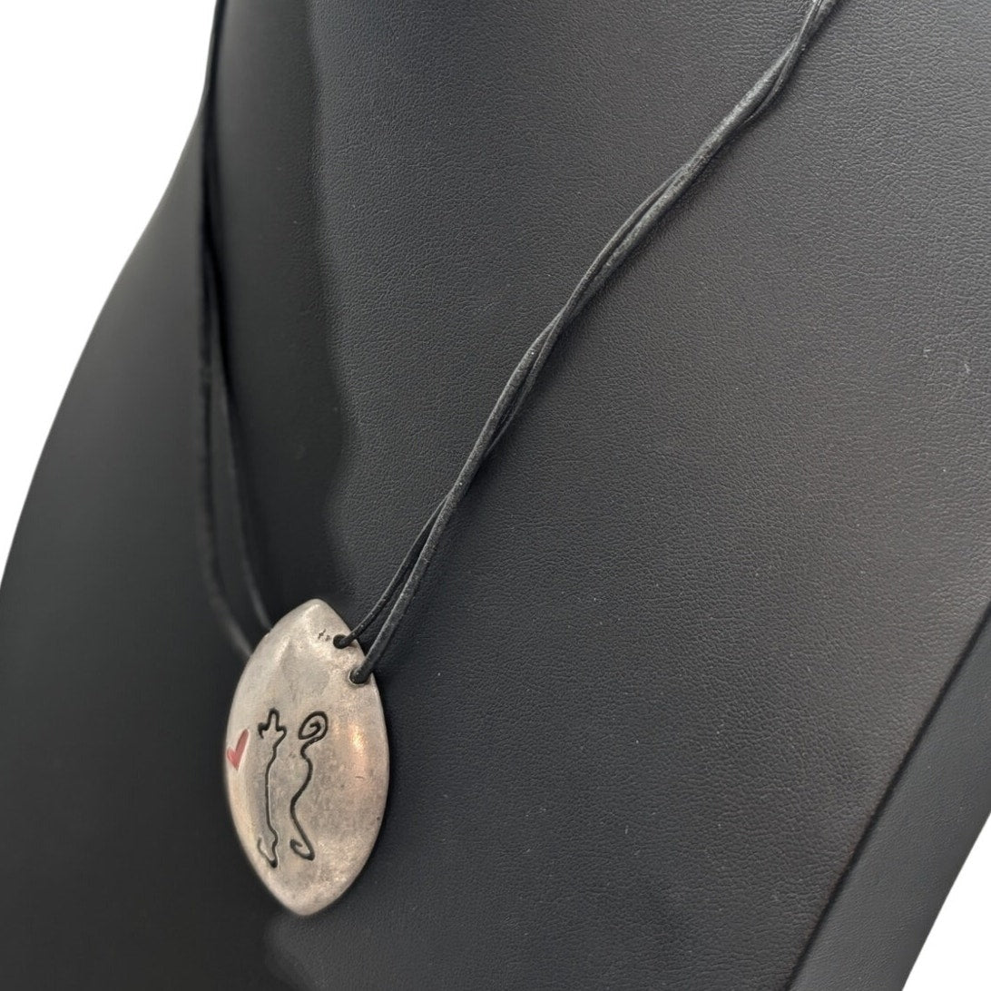 Chico's Symbol Art Heart Silver Tone Pendant Corded 16"-19.5" Necklace
