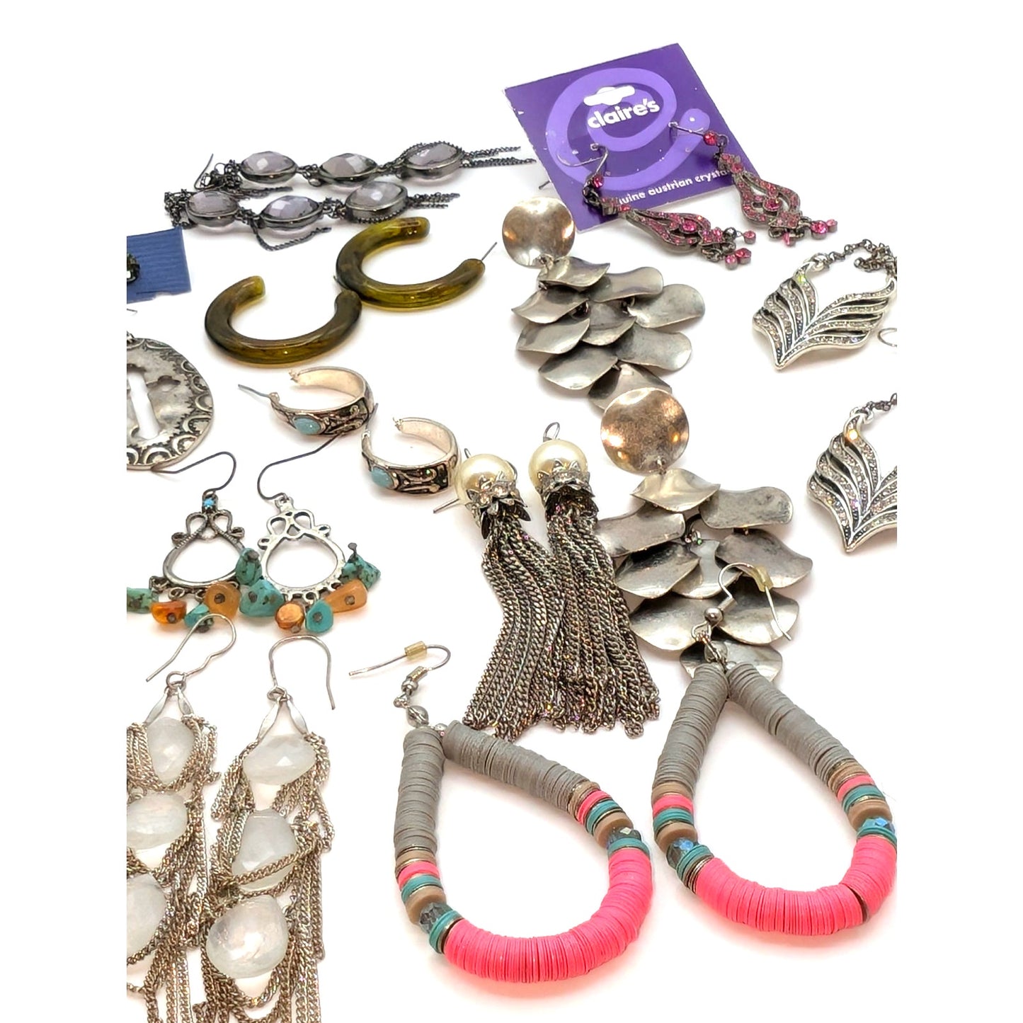 Lot of 18 Pair of Boho Silver Tone Theme Earrings