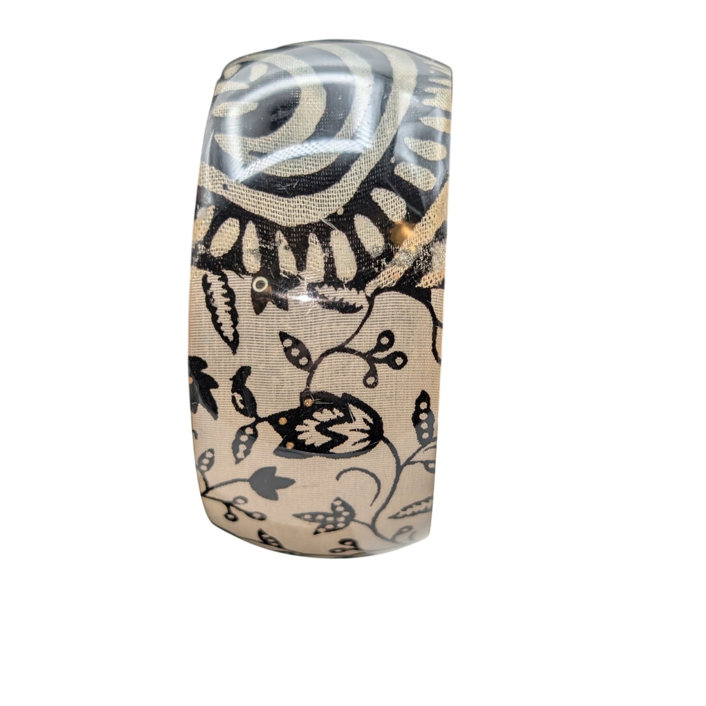 Lot of Two Vintage Black & Frosty White/Silver Bangle Lucite Bracelets