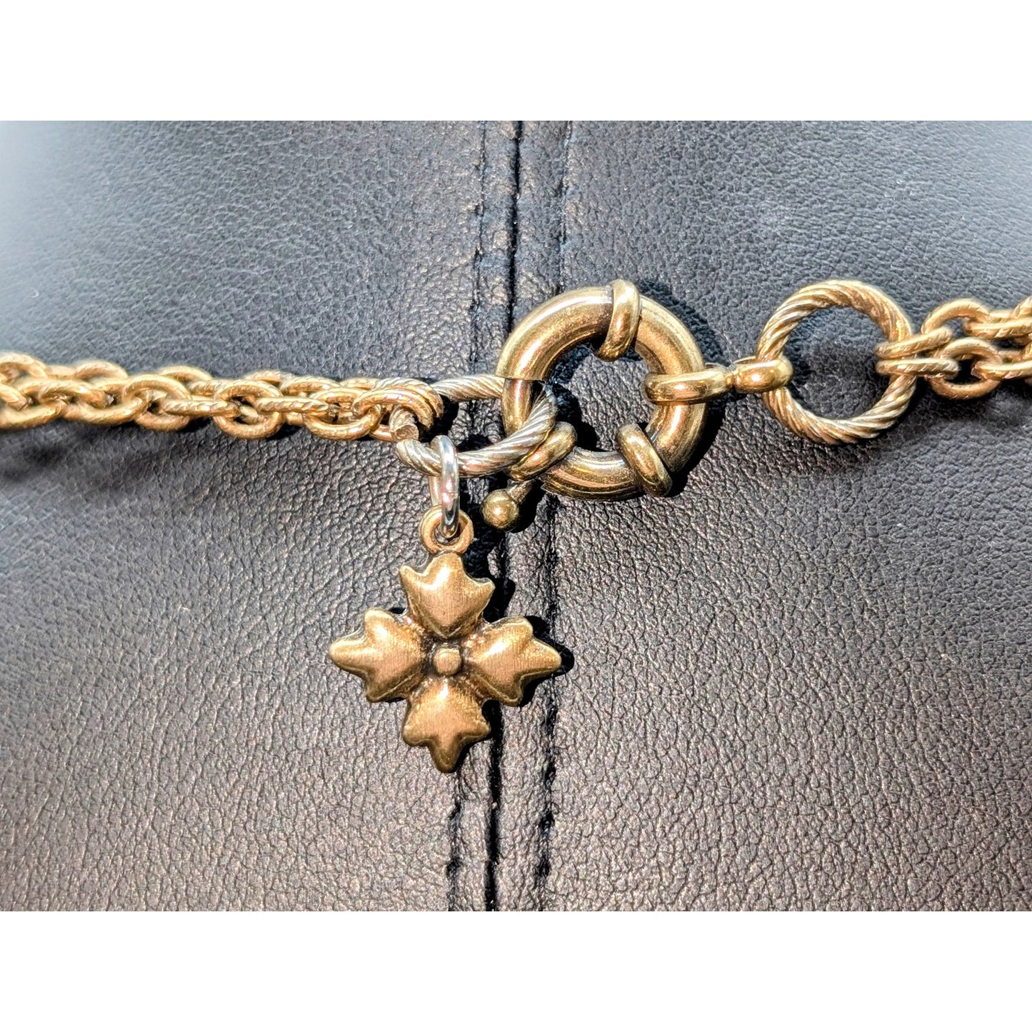 Patricia Nash Two Strand Antique Gold/Bronze Chain Two Tone Beaded Necklace