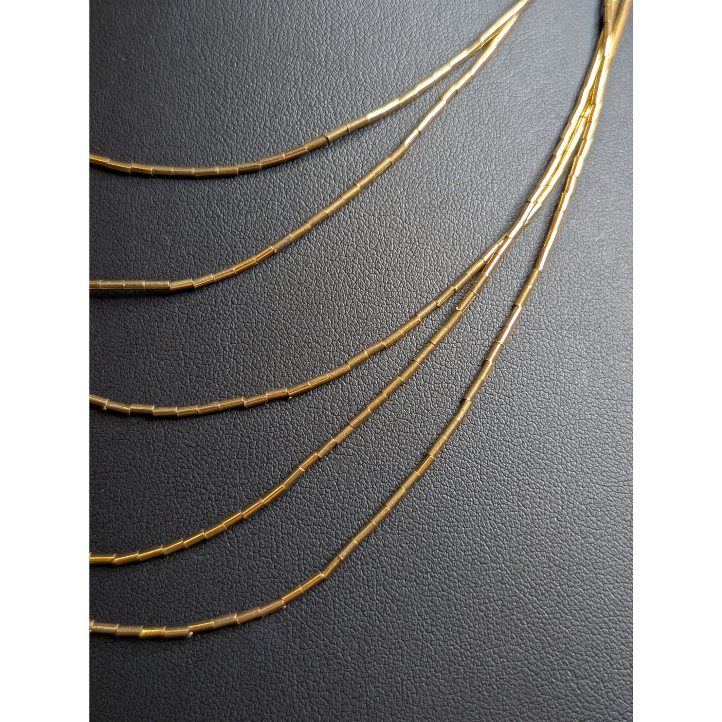 Vintage Five Strand Liquid Gold Filled Bead 18" Necklace