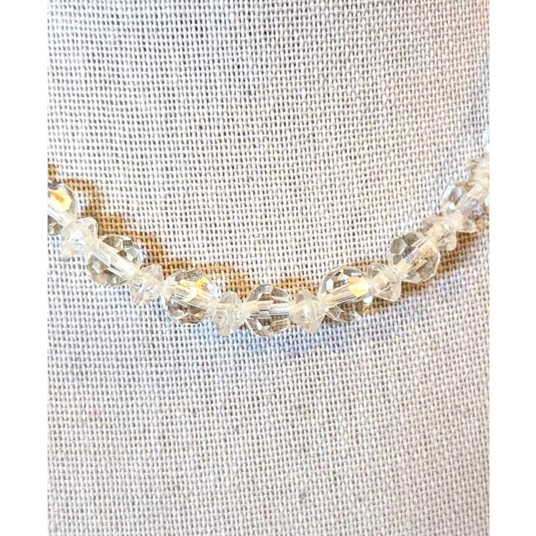 Vintage 12"-15" Crystal Bead Necklace W/ Hook Clasp