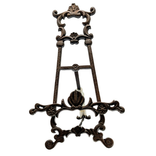 Vintage Cast Iron Rustic Decorative Easel Stand For Art Plate Book Display