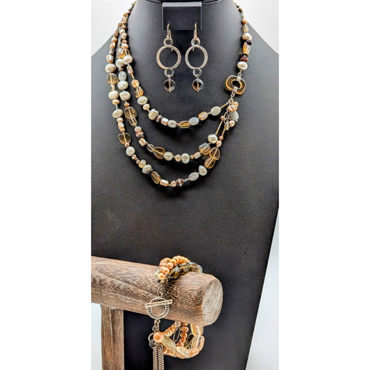 Silpada 925 Sterling Mixed Jewelry Set w/ Natural Stone and Beads 114.79g