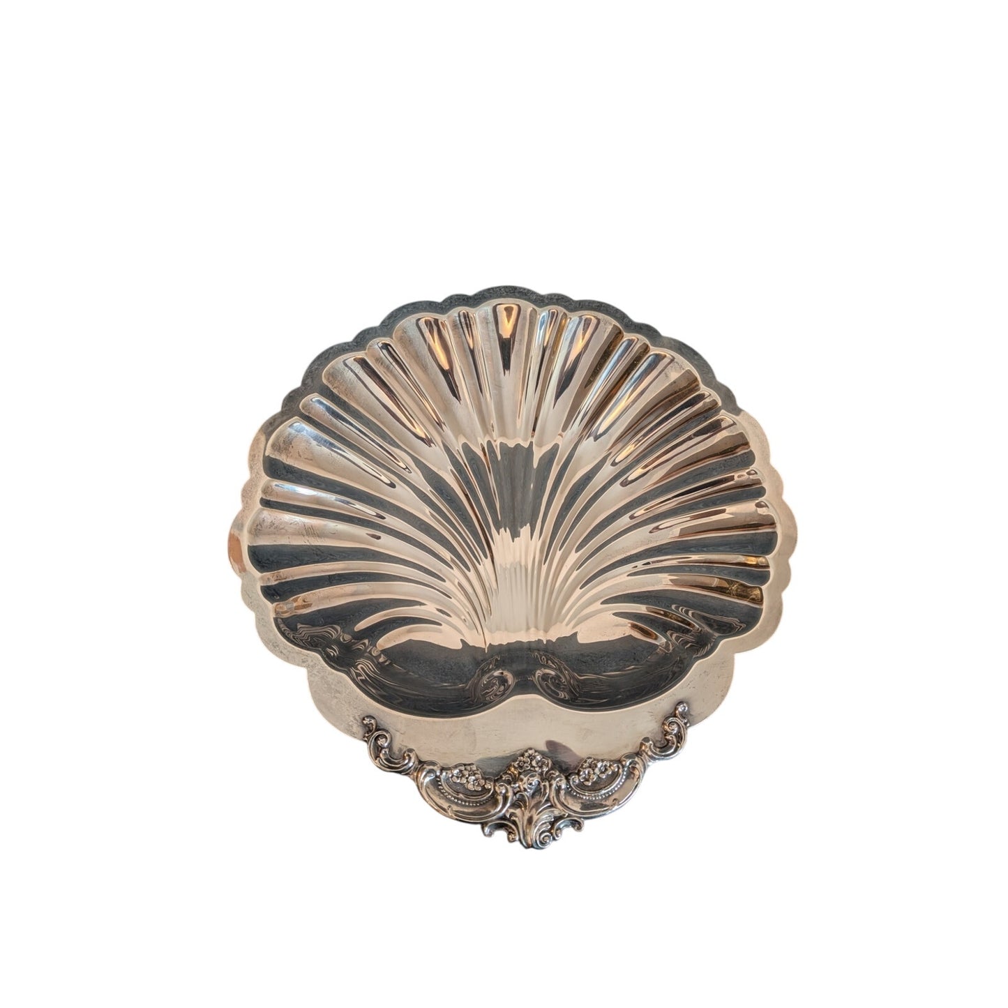 Vintage XL 'Baroque' Wallace Silverplate Clamshell Footed Centerpiece Bowl