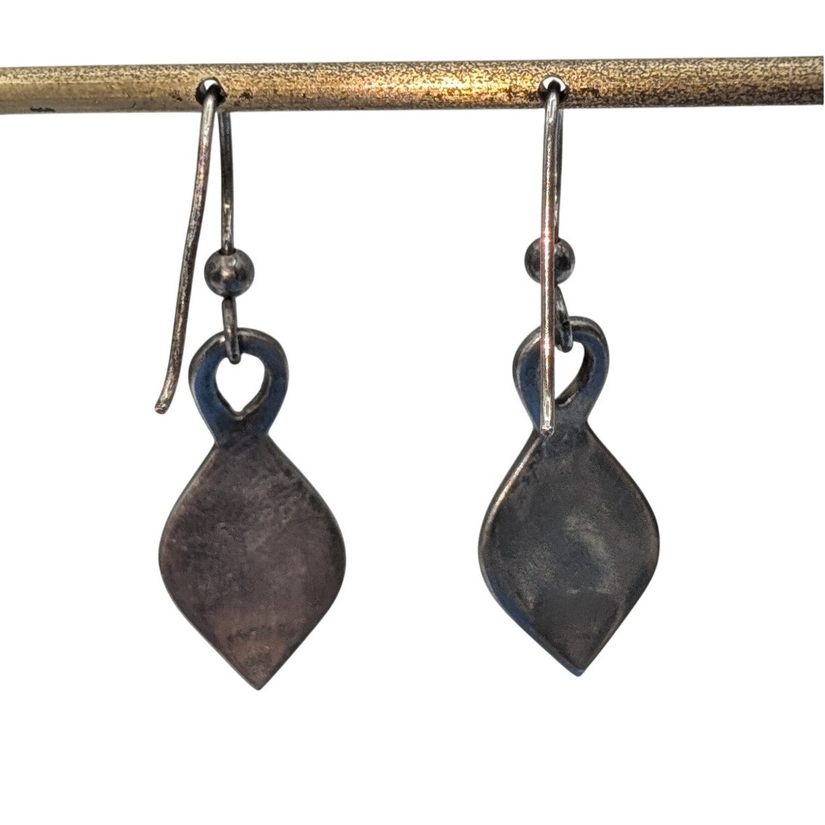 Vintage 925 Sterling Silver Amethyst Cabochon Dangle Earrings