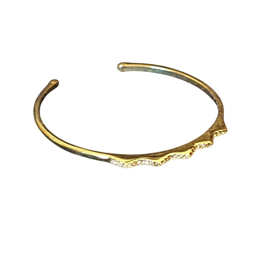 Stella & Dot  Signed Gold Tone Pave Chevron Cuff Bracelet