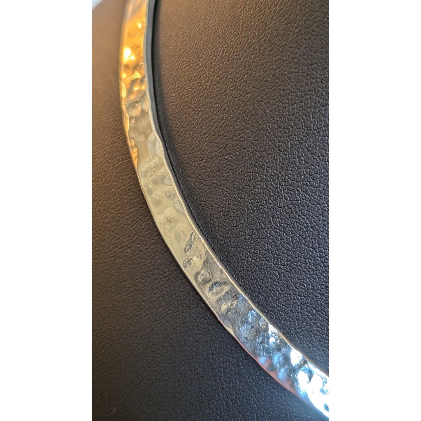 Silver Plated Unmarked Hammered Collar Torque Necklace